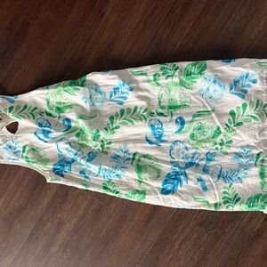 Tommy Bahama White Dress with Green and Blue Leaf Pattern